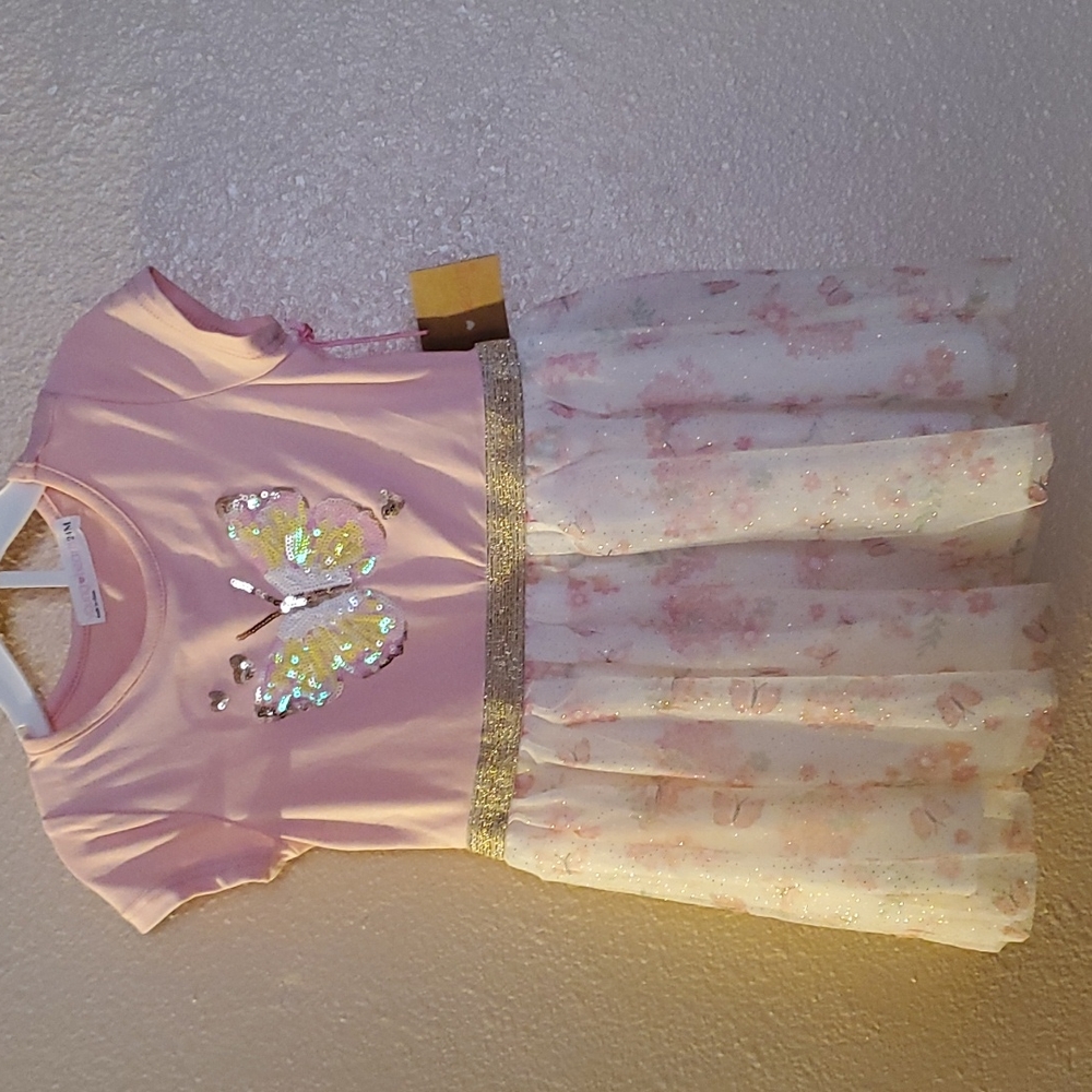 Pink and white tutu dress set 24m